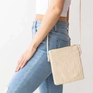 Ivory Knit Envelope Crossbody Bag Purse